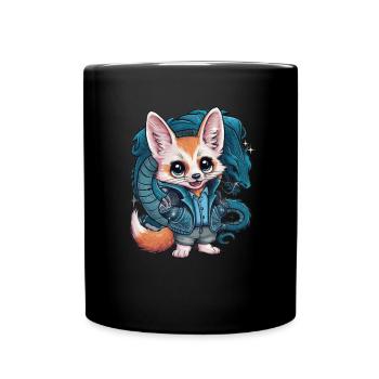 Renard du désert fennec kawaii avec dragon cool - Mug uni - noir - Devant