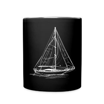 Segeln Skizze - Tasse einfarbig - Schwarz - Vorne