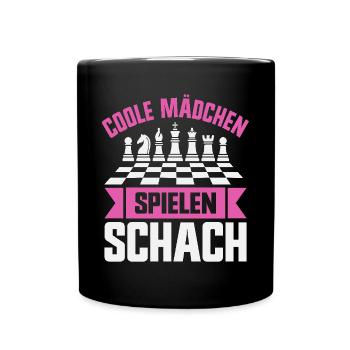 Schachspieler Coole Mädchen spielen Schach - Tasse einfarbig - Schwarz - Vorne