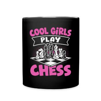 Schachspieler Coole Mädchen spielen Schach - Tasse einfarbig - Schwarz - Vorne