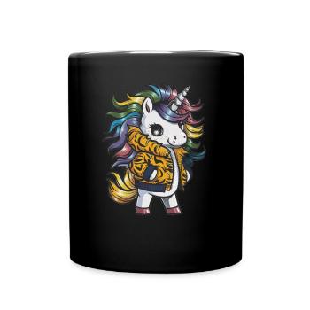 Licorne Kawaii de dessin animé avec tenue de tigre - Mug uni - noir - Devant