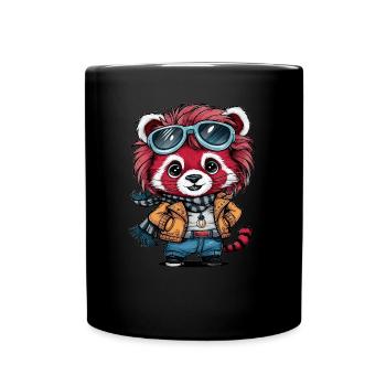 Red Panda in Kawaii Cartoon Style - Full Colour Mug - black - Front