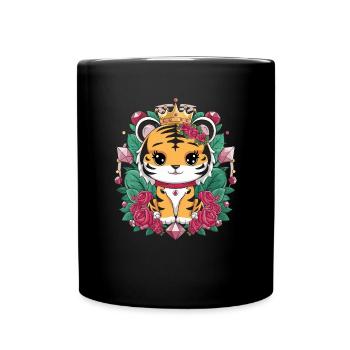 Kawaii tiger with pretty lion outfit. - Full Colour Mug - black - Front