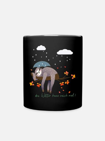 Faultier im Regen - Tasse einfarbig - Schwarz