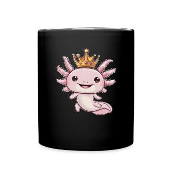 Axolotl Kawaii avec Couronne Royale. - Mug uni - noir - Devant