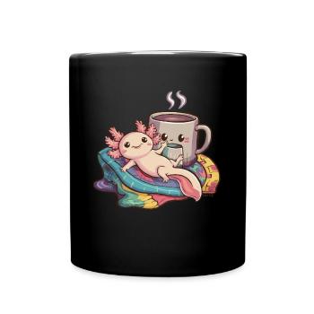 Axolotl Kawaii avec couverture et - Mug uni - noir - Devant