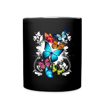 Papillon Coloré Coloré Beau Art Nature - Mug uni - noir - Devant