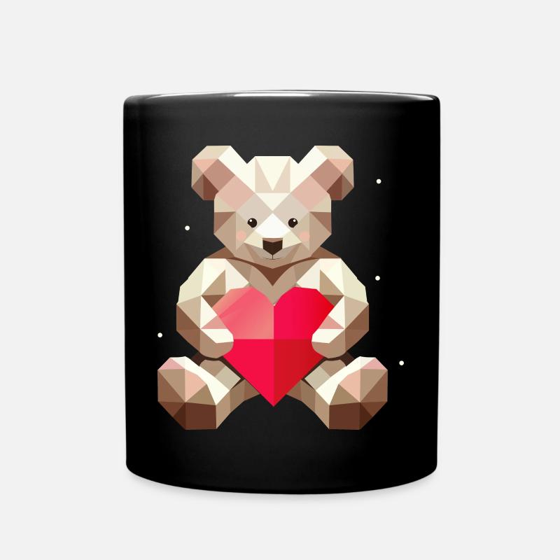 süßer Teddybär mit Herz für Valentinstag - Tasse einfarbig - Schwarz