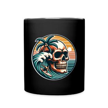 Surfen Surfer skull - Tasse einfarbig - Schwarz - Vorne