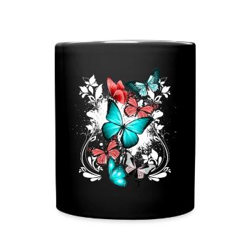 Papillon Coloré Coloré Beau Art Nature - Mug uni - noir - Devant