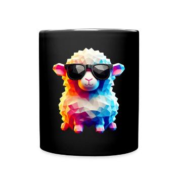 Coole Lammfell-Sonnenbrille - Tasse einfarbig - Schwarz - Vorne