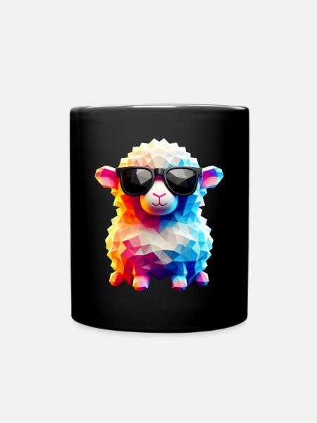 Coole Lammfell-Sonnenbrille - Tasse einfarbig - Schwarz