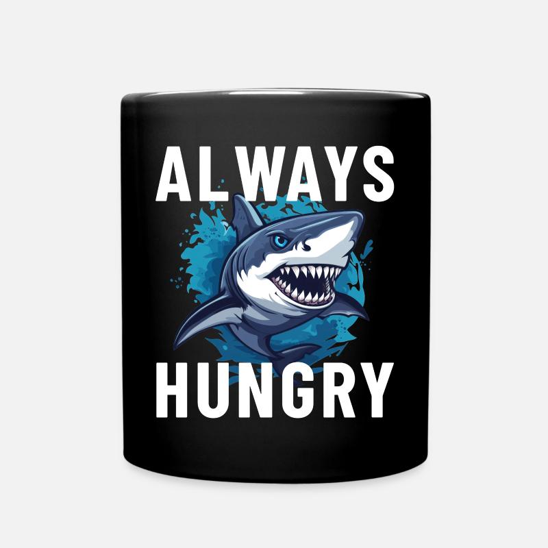 Always hungry shark - Full Colour Mug - black