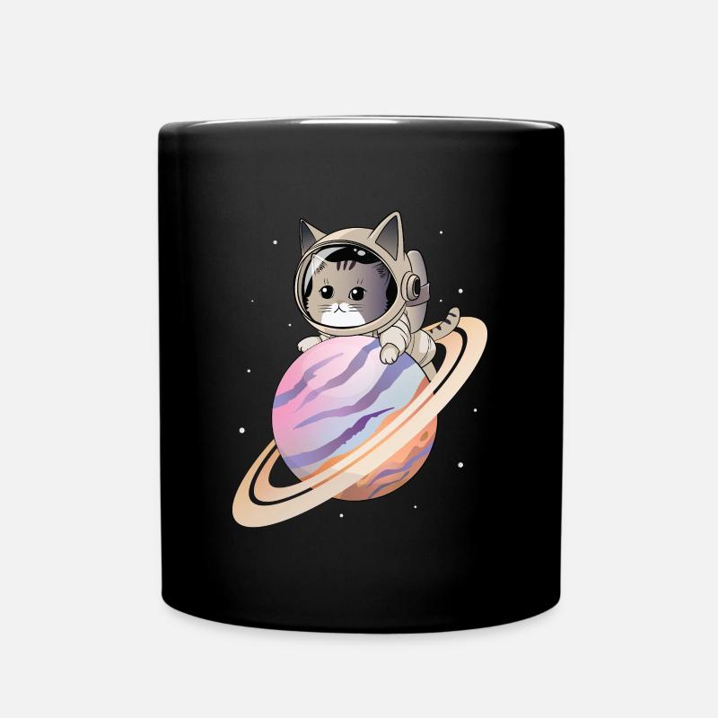 Weltraum-Katze - Tasse einfarbig - Schwarz