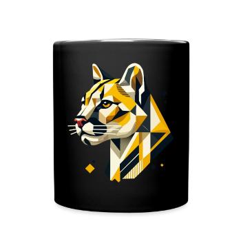 Geometric Strength – The Elegant Big Cat Head - Full Colour Mug - black - Front