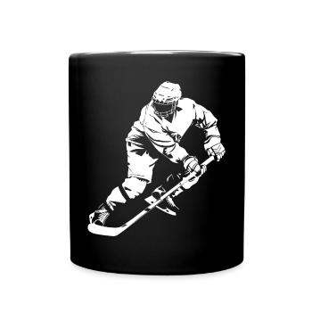 Eishockeyspieler Zeichnung - Tasse einfarbig - Schwarz - Vorne
