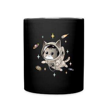 Astronaut Cat in Space - Full Colour Mug - black - Front