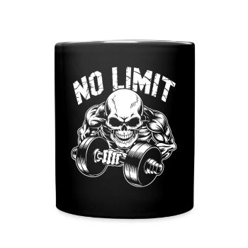 Bodybuilding Skull Workout and No Limit - Tasse einfarbig - Schwarz - Vorne