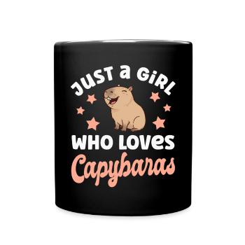 Capybara Wasserschwein - Tasse einfarbig - Schwarz - Vorne
