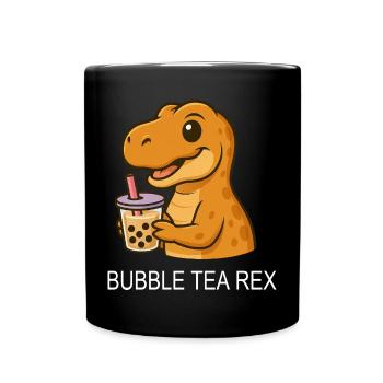 T-Rex Dinosaurier Bubble Tea Teeliebhaber Spruch - Tasse einfarbig - Schwarz - Vorne