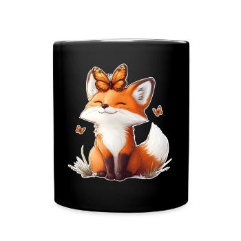 Fox and Butterfly - Full Colour Mug - black - Front