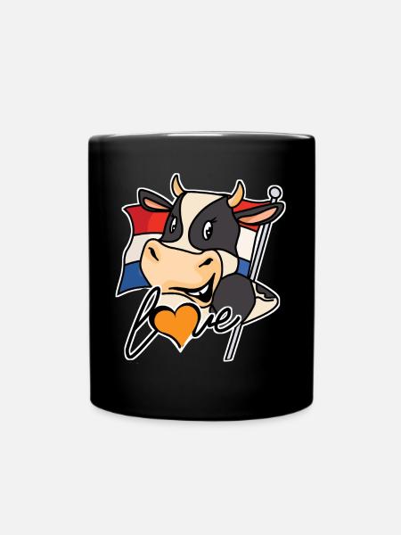 Vache avec drapeau et cœur - Mug uni - noir