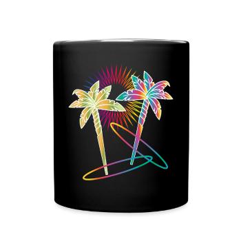 Colorful Palm Trees – Tropical Summer Design - Full Colour Mug - black - Front