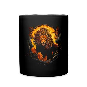 Lion, Lion's Head, Strong, Wild, Proud, Courageous, Royal - Full Colour Mug - black - Front