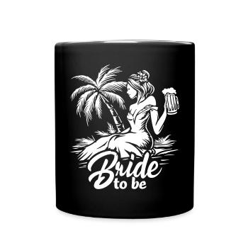 Enterrement de vie de garçon « Mariée en devenir » dans le style d’une fête tropicale - Mug uni - noir - Devant