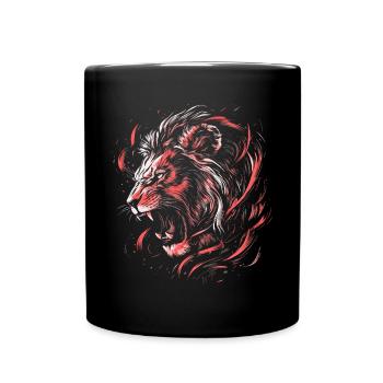 Lion Colorful Lion Head Neon Colorful Predator Art - Full Colour Mug - black - Front