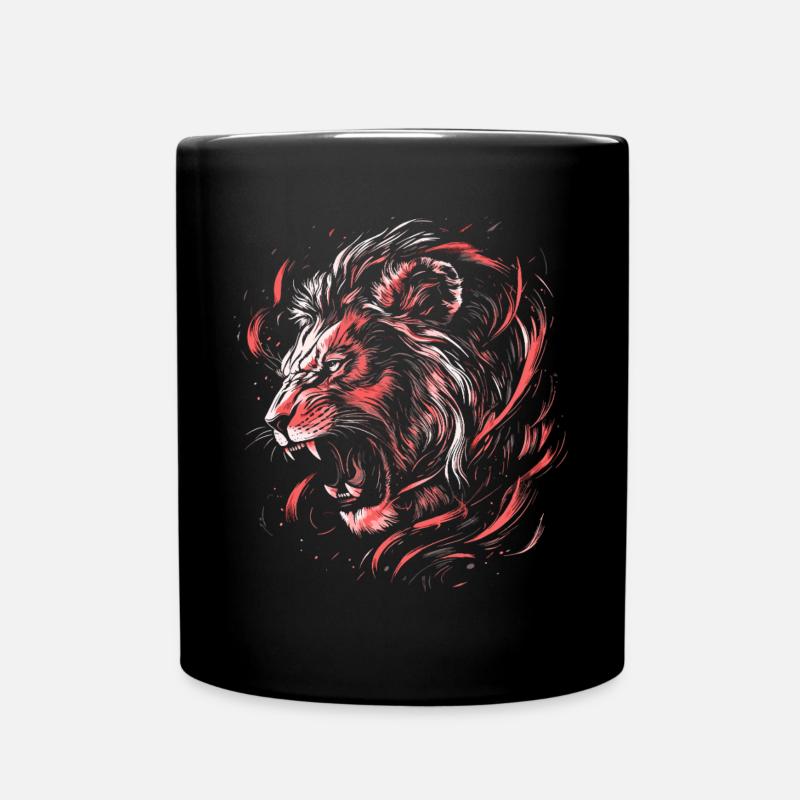 Löwe Bunt Löwenkopf Neon Farbenfroh Raubtier Kunst - Tasse einfarbig - Schwarz