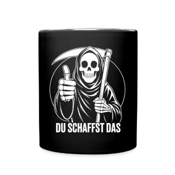 Grim Reaper lustig Du schaffst das Motivation - Tasse einfarbig - Schwarz - Vorne