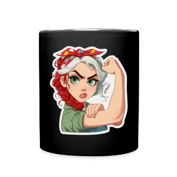 Powerfrau RosieStil Cartoon - Tasse einfarbig - Schwarz - Vorne