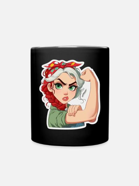 Powerfrau RosieStil Cartoon - Tasse einfarbig - Schwarz