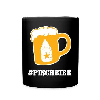 Pischbier Babybier Eltern Papa Werden Babyparty - Tasse einfarbig - Schwarz - Vorne