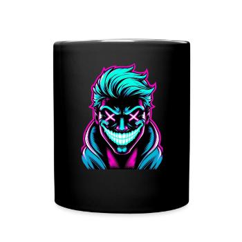 Crazy Guy Grin - Full Colour Mug - black - Front