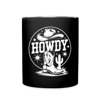 Howdy Country Dance Danse en ligne. Stetson et bottes - Mug uni - noir - Devant