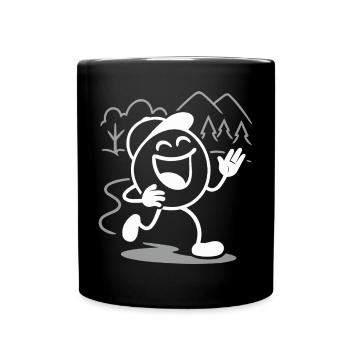 Ribbo court toute la journée en riant - Mug uni - noir - Devant