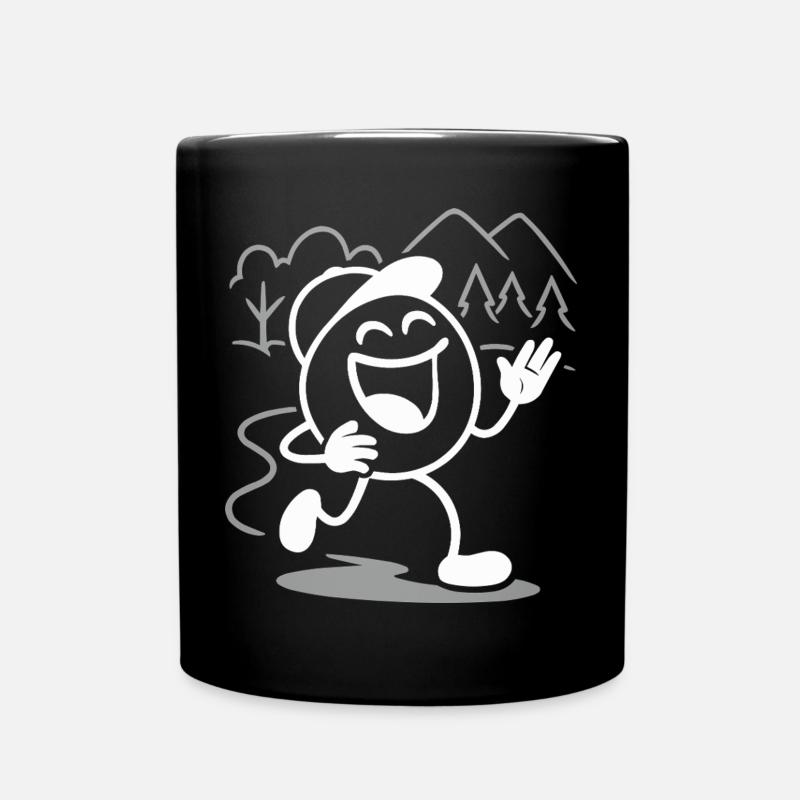 Ribbo runs through the day laughing - Full Colour Mug - black