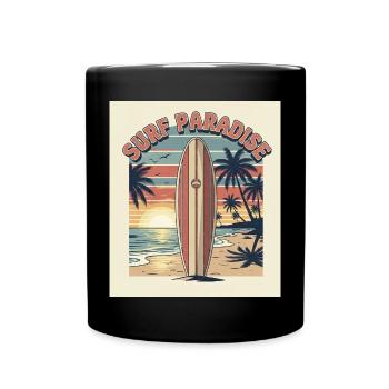 Surf Paradise Retro Design - Full Colour Mug - black - Front