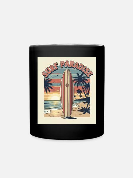 Surf Paradies Retro Design - Tasse einfarbig - Schwarz