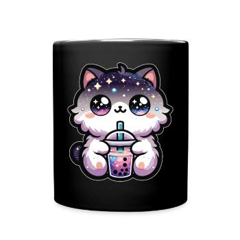 Katzen trinken Bubble Tea Galaxie Boba Katze - Tasse einfarbig - Schwarz - Vorne