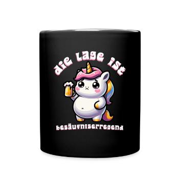 Süßes Einhorn Bier Feier - Tasse einfarbig - Schwarz - Vorne