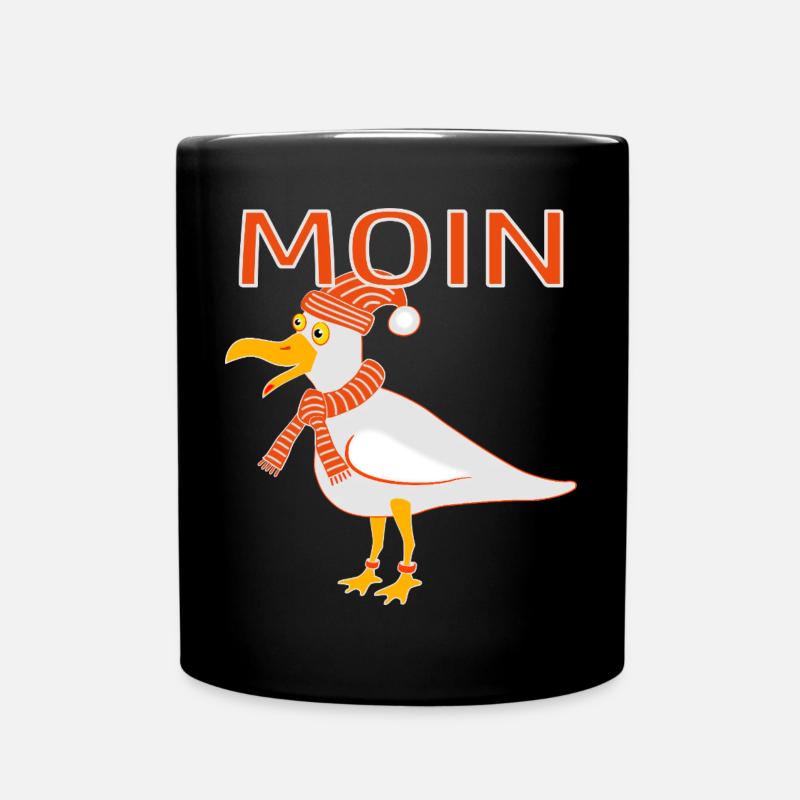 Lustige Möwe mit Mütze - Tasse einfarbig - Schwarz