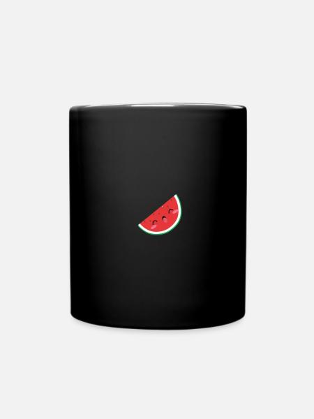 Niedliche Melone - Brust Motiv - Kawaii Chibi - Tasse einfarbig - Schwarz