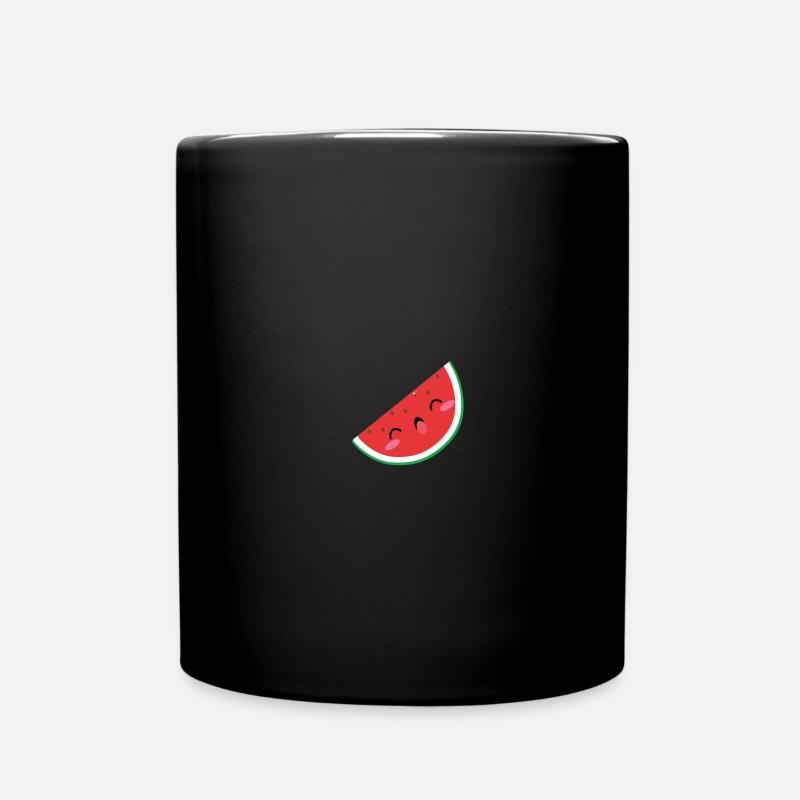 Niedliche Melone - Brust Motiv - Kawaii Chibi - Tasse einfarbig - Schwarz
