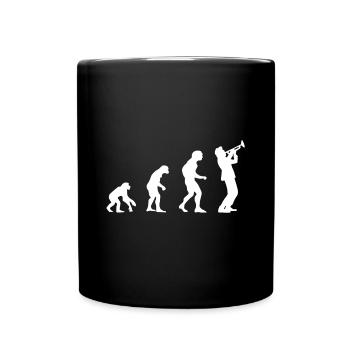Evolution from the monkey to the trumpet player - Full Colour Mug - black - Front