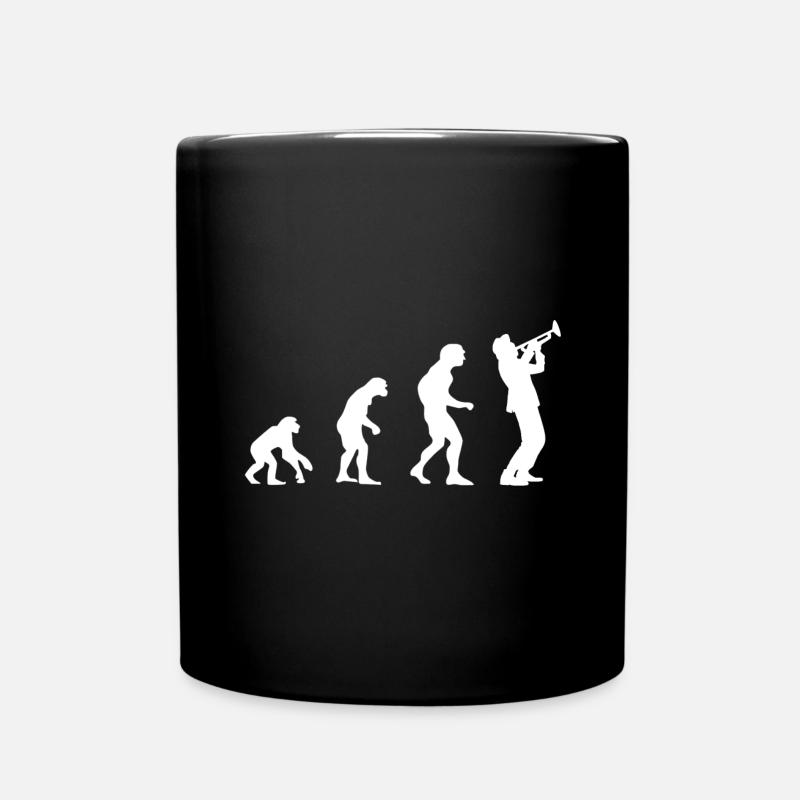 Evolution vom Affen zum Trompeten-Spieler - Tasse einfarbig - Schwarz