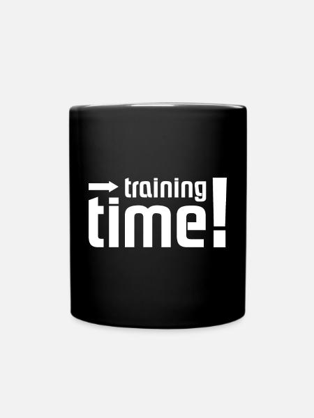 Trainingszeit Sport Fitness Bodybuilding Logo icon - Tasse einfarbig - Schwarz
