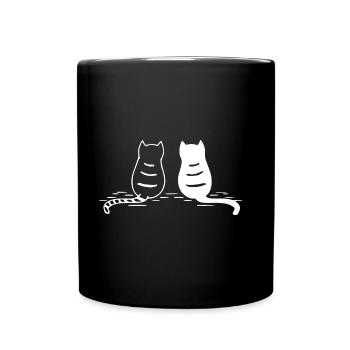 sitzende Katzen - Tasse einfarbig - Schwarz - Vorne